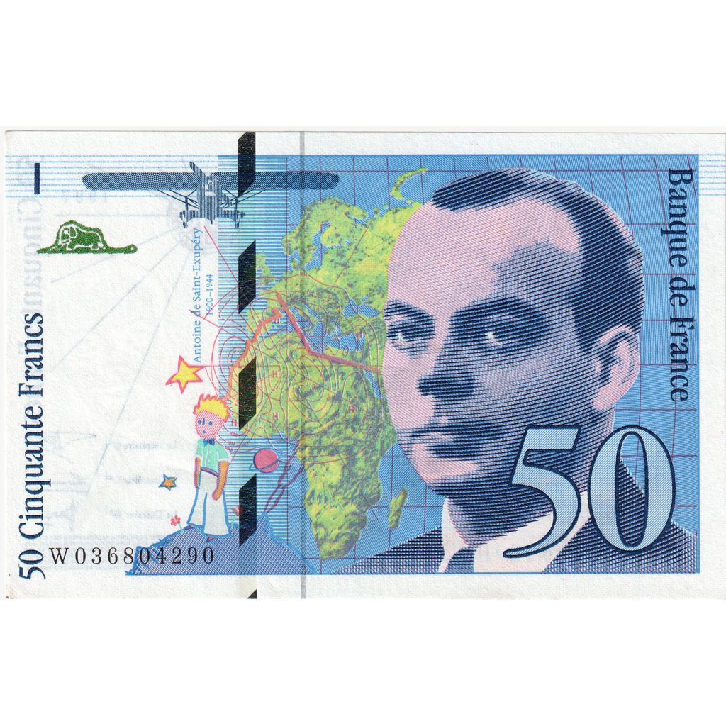 France, 50 Francs, St Exupéry, W036804290, UNC(63)
