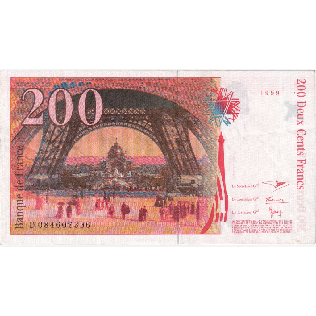 France, 200 Francs, Eiffel, D084607396, AU(50-53)