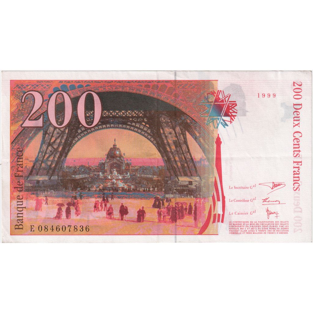 France, 200 Francs, Eiffel, E084607836, AU(50-53)
