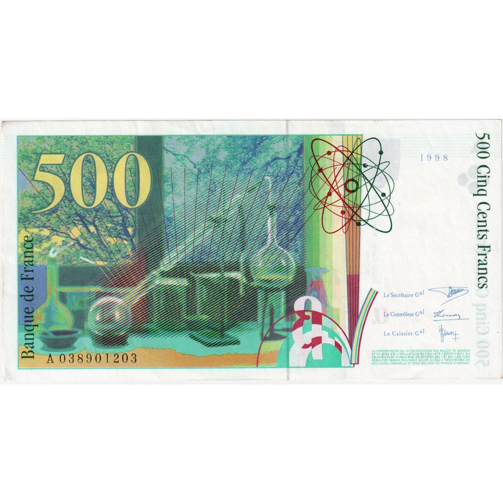 França, 500 Francs, Pierre et Marie Curie, A038901203, AU(50-53)