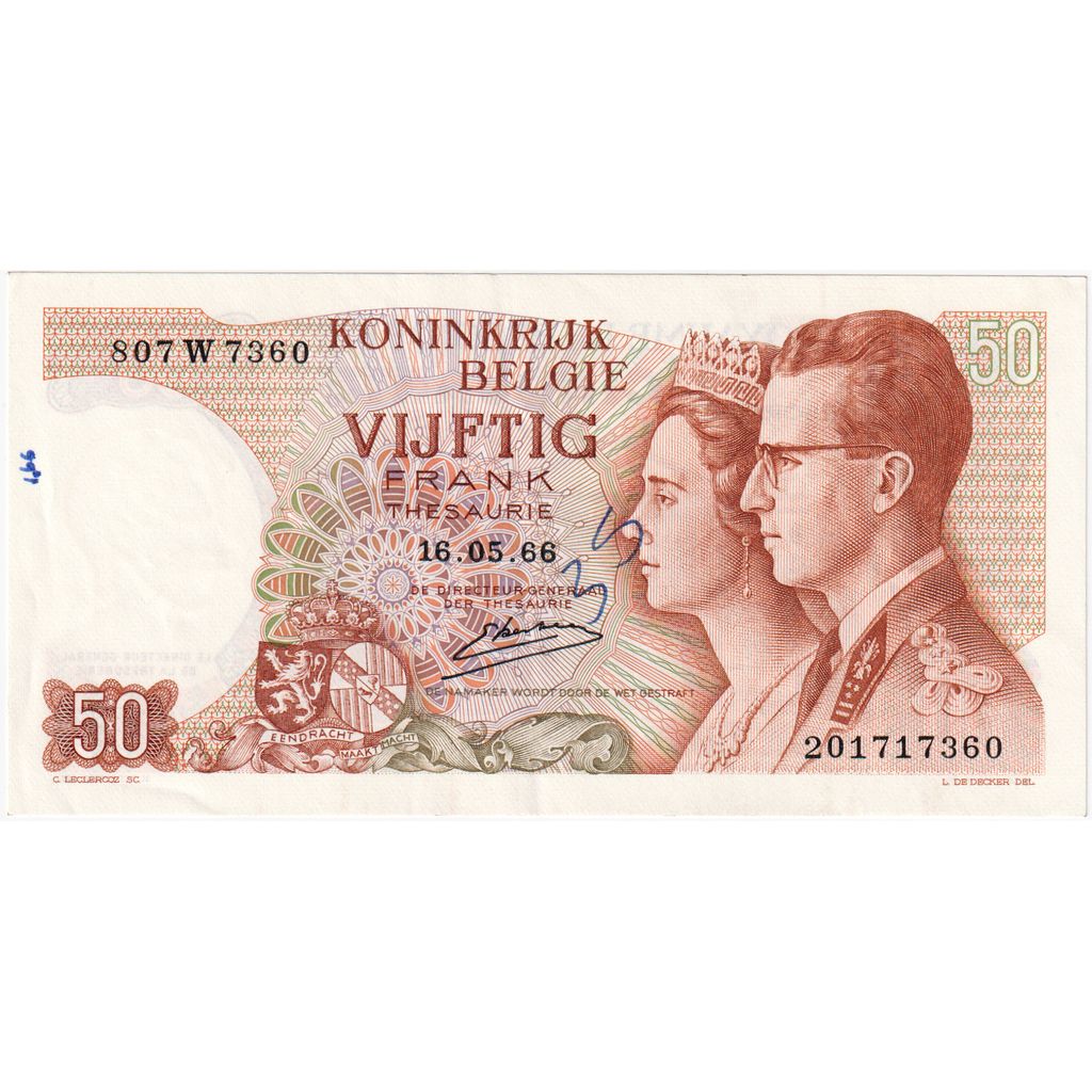 Belgium, 50 Francs, 1966-05-16, AU(50-53)