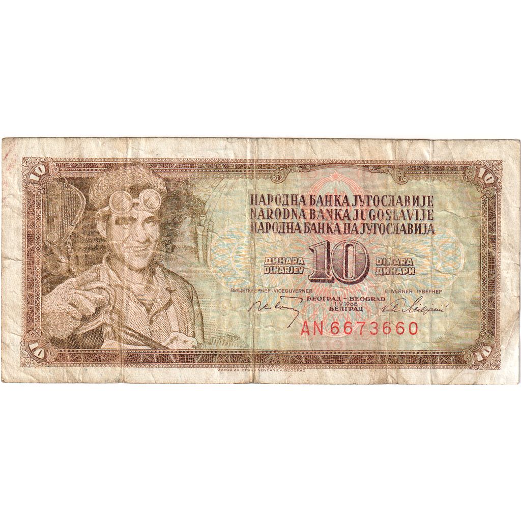 Yugoslavia, 10 Dinara, 1968-05-01, VF(20-25)