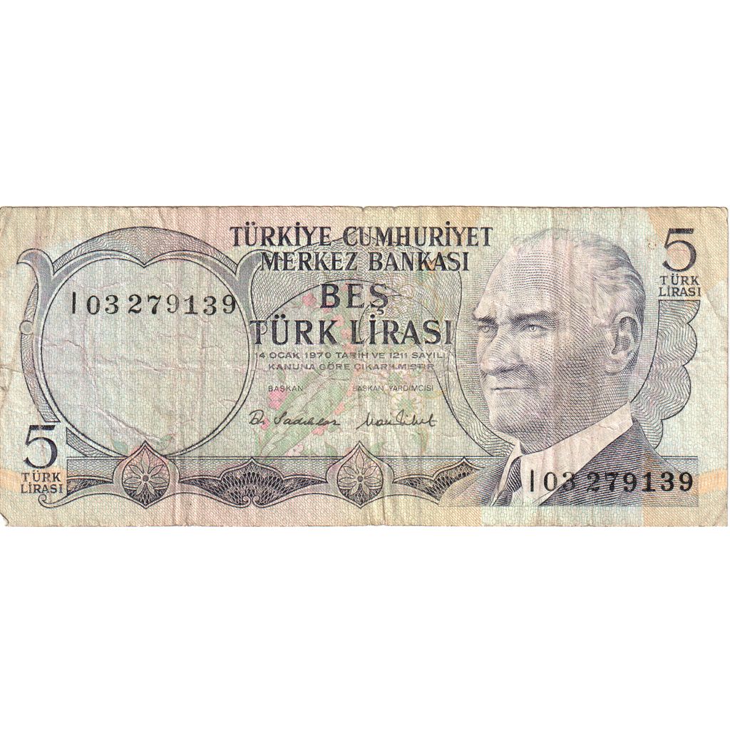 Turkey, 5 Lira, VF(30-35)