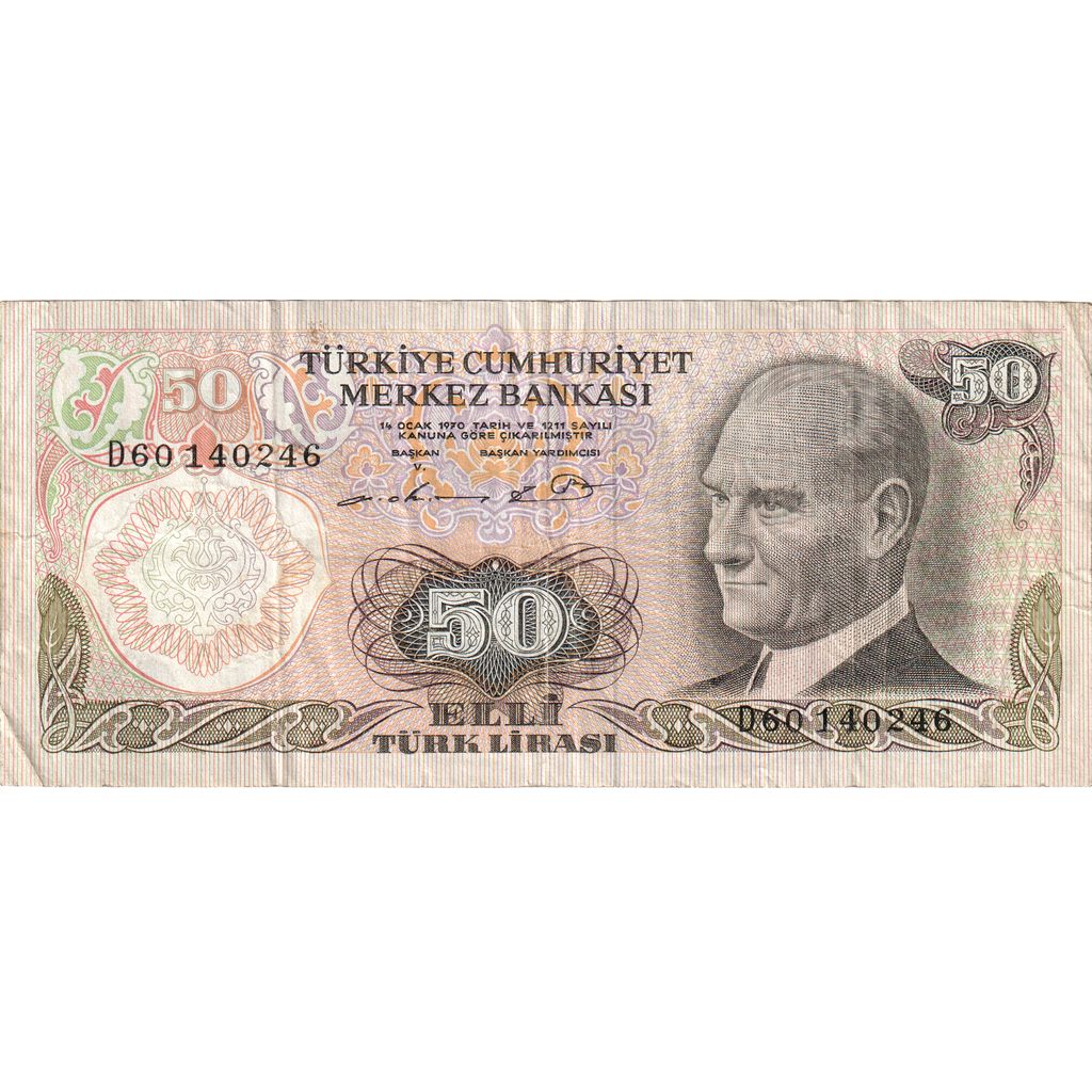 Turkey, 50 Lira, 1970-01-14, EF(40-45)