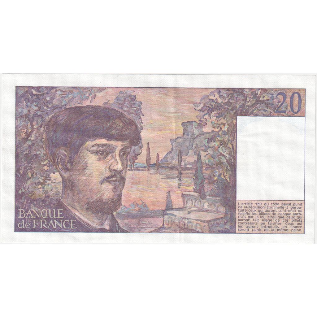 France, 20 Francs, Debussy, J.015, AU(50-53)