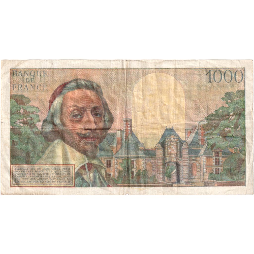 Frankrijk, 1000 Francs, Richelieu, 1956-12-06, O.296, TB+