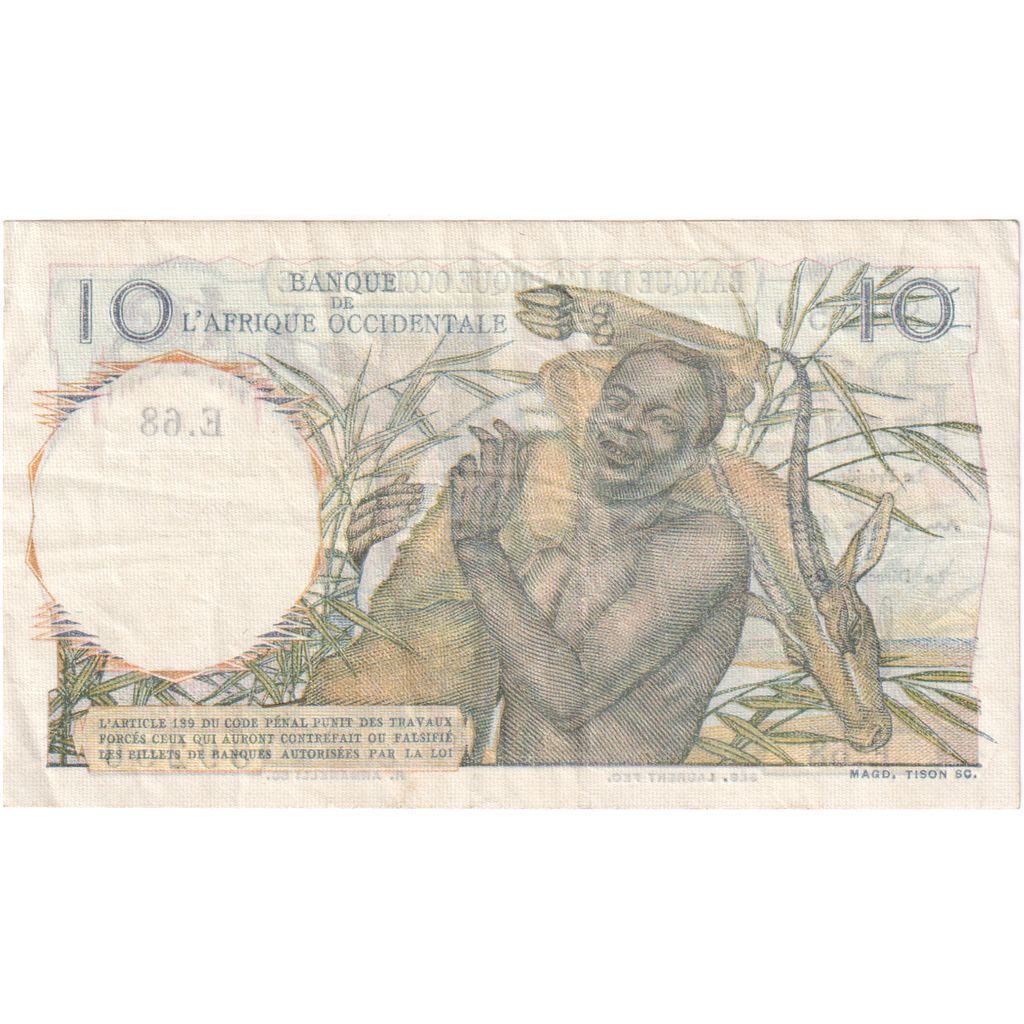 French West Africa, 10 Francs, 1949-09-28, EF(40-45)