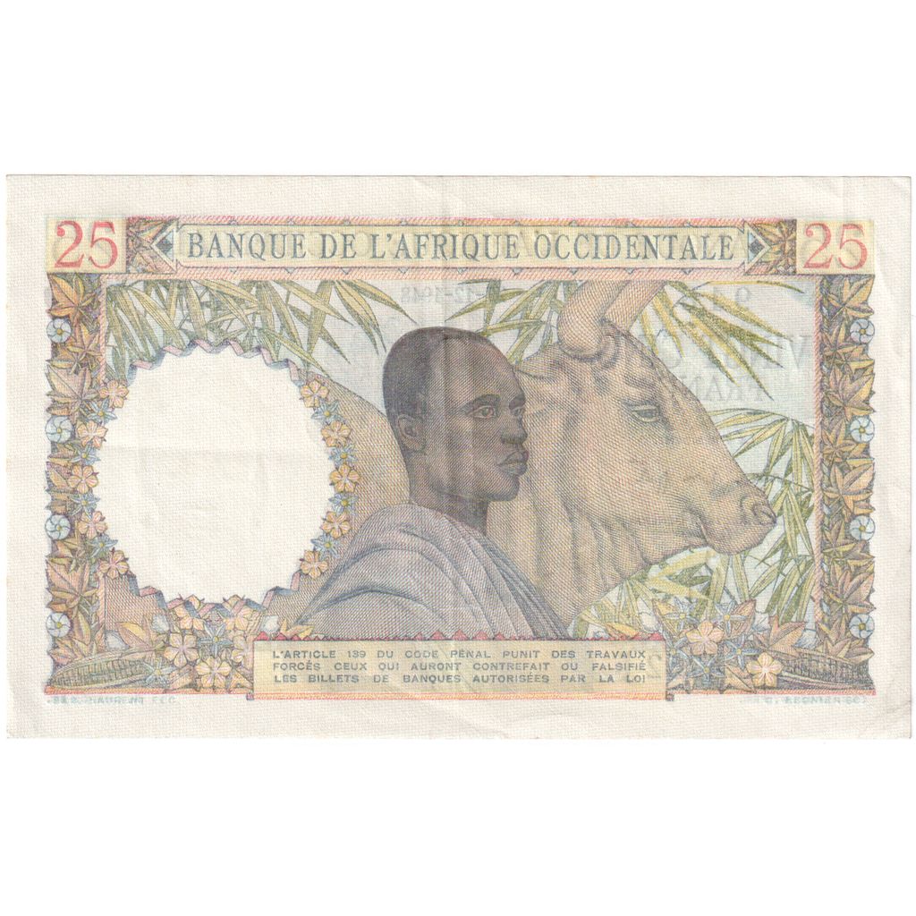 French West Africa, 25 Francs, 1948-12-27, AU(50-53)