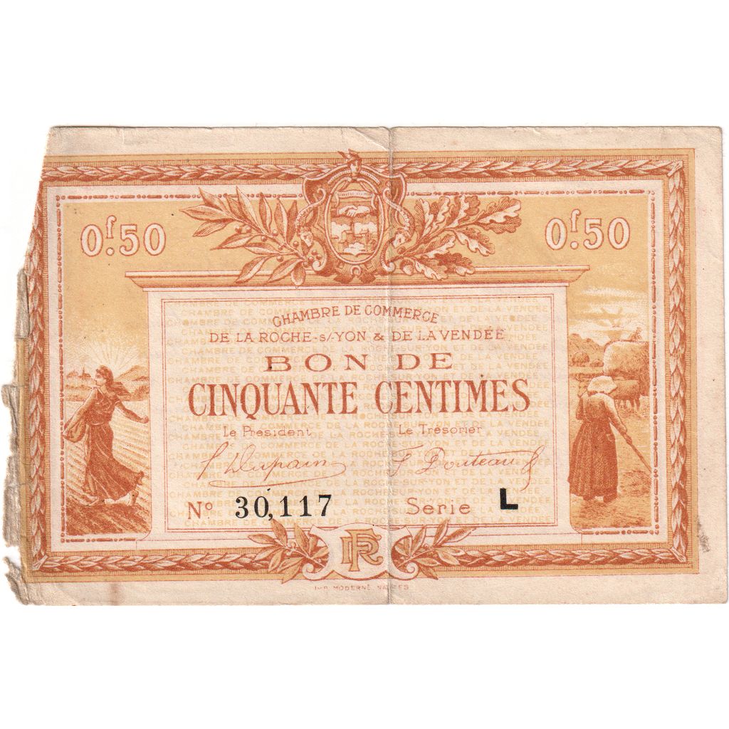 Francia, 50 Centimes, Serie E 04690, MB, Pirot:65-14