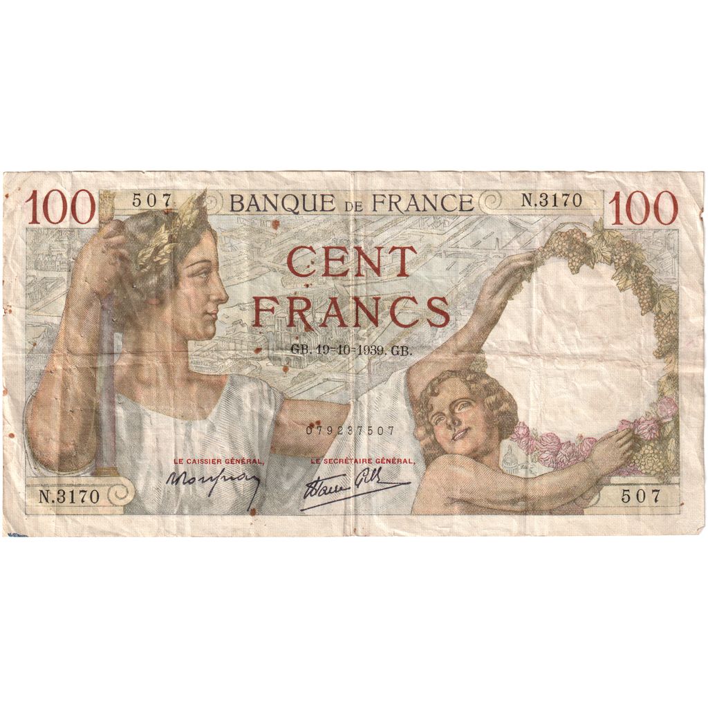 Francia, 100 Francs, Sully, 1939-10-19, N.3170, MB