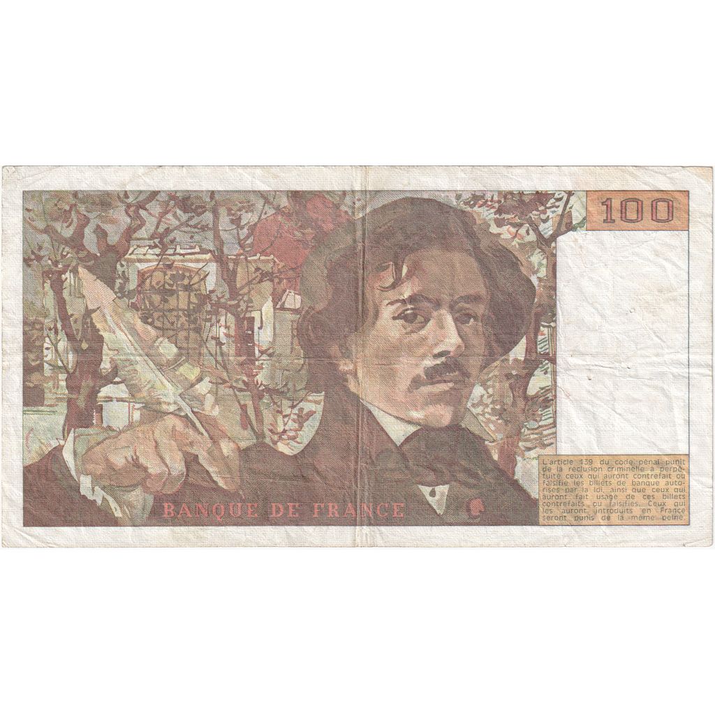 France, 100 Francs, Delacroix, U.131, EF(40-45)