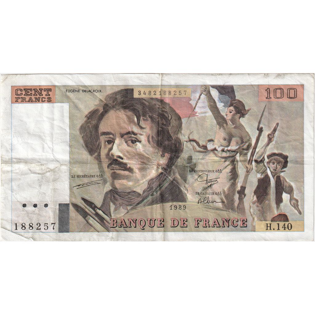 France, 100 Francs, Delacroix, H.140, EF(40-45)