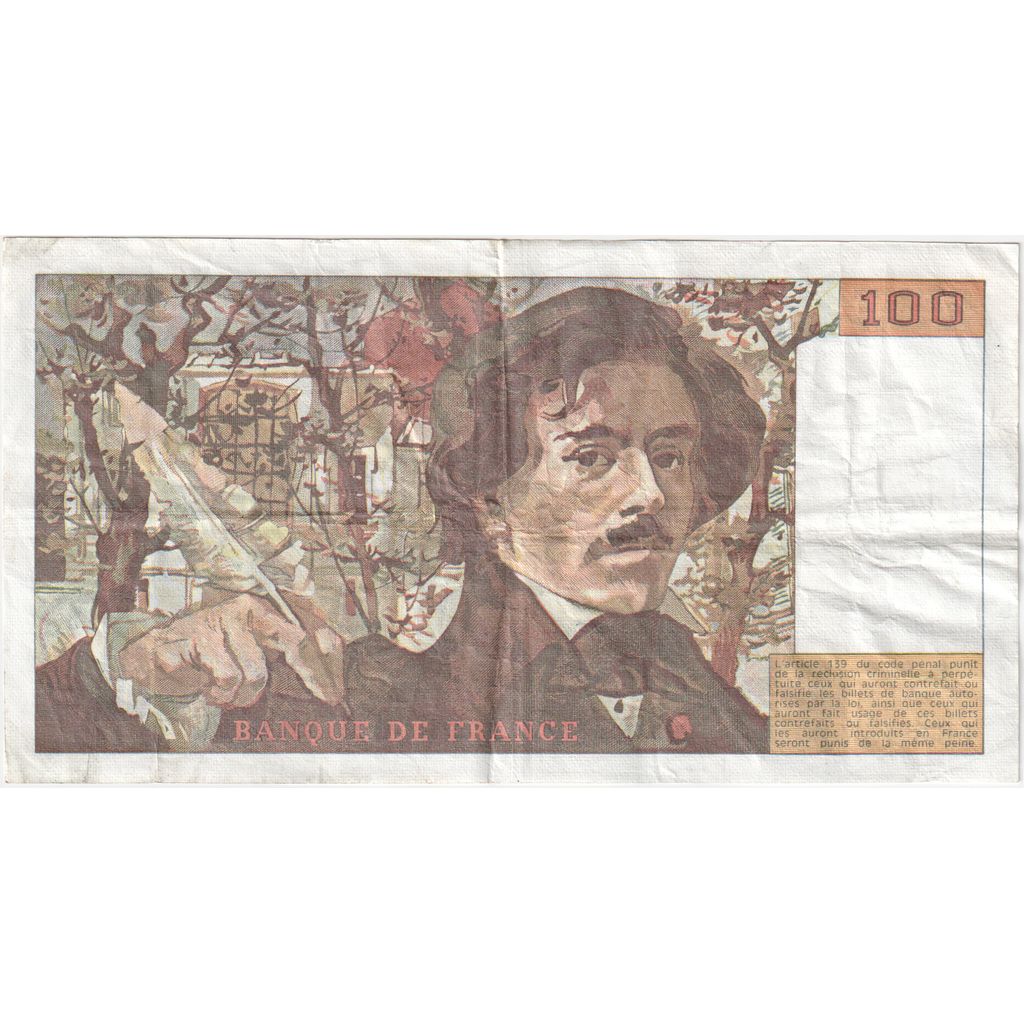 France, 100 Francs, Delacroix, H.140, EF(40-45)