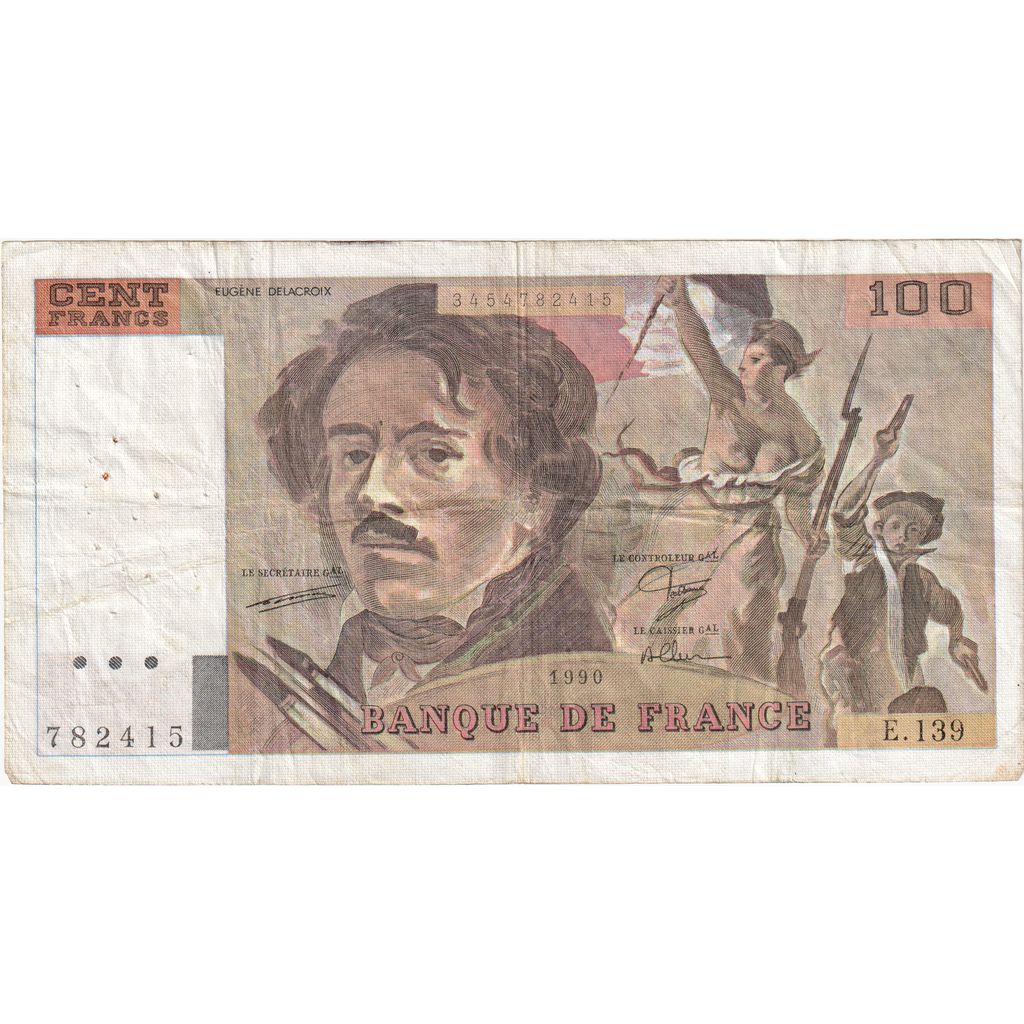 France, 100 Francs, Delacroix, E.139, EF(40-45)