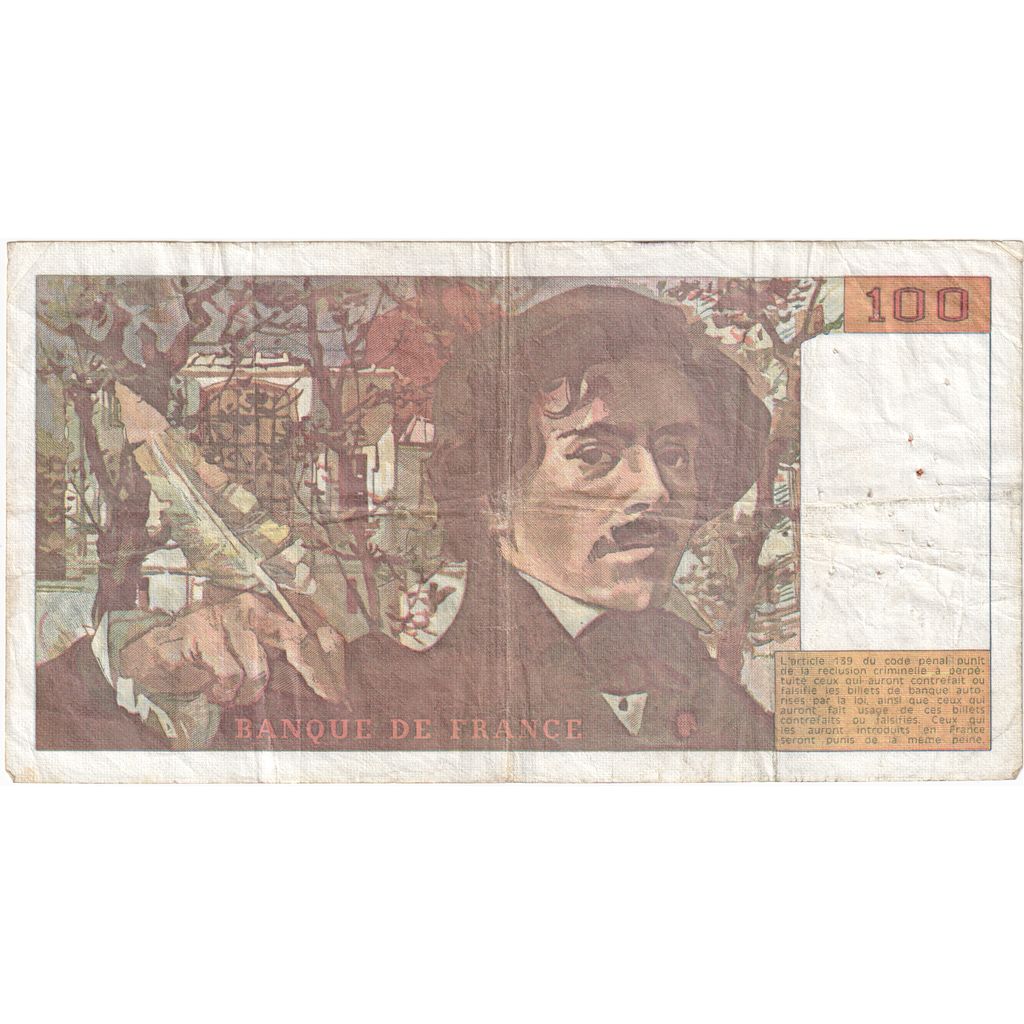 France, 100 Francs, Delacroix, E.139, EF(40-45)