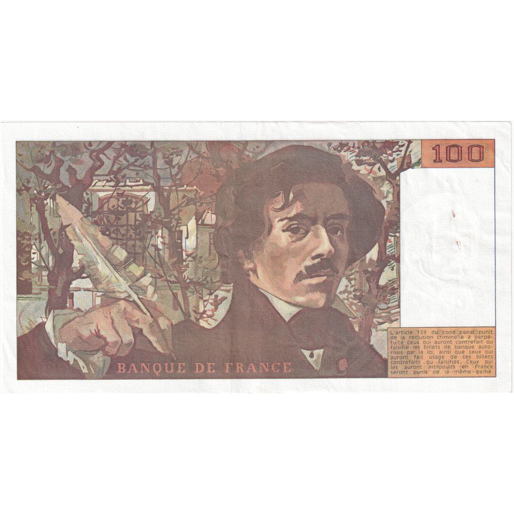 France, 100 Francs, Delacroix, F.175, TTB+