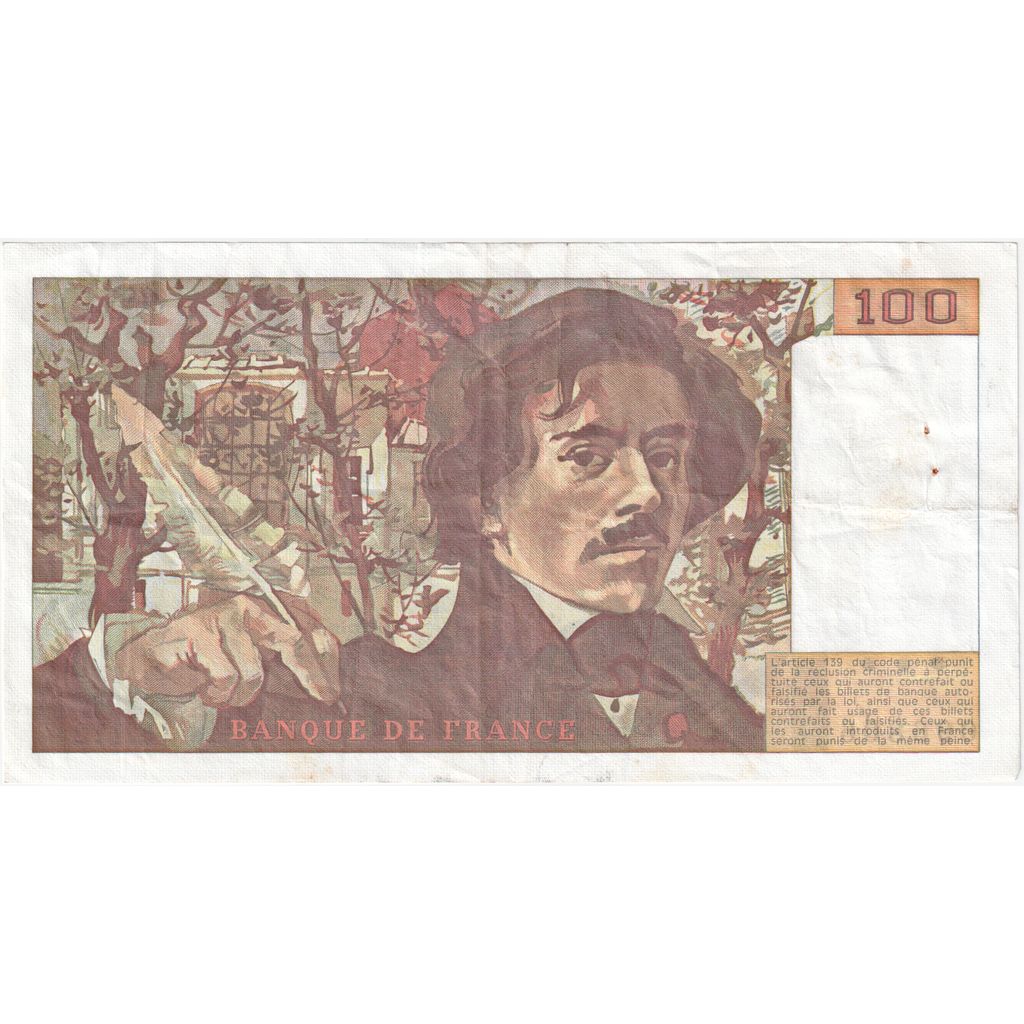 France, 100 Francs, Delacroix, E.172, AU(50-53)