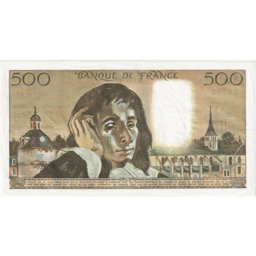 France, 500 Francs, Pascal, 1968-01-04, U.5, AU(50-53)