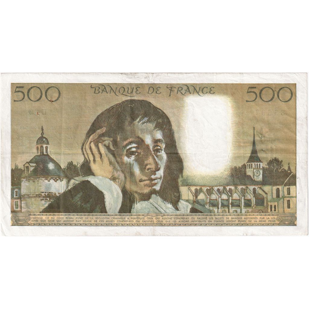 France, 500 Francs, Pascal, 1970-01-08, D.19, EF(40-45)