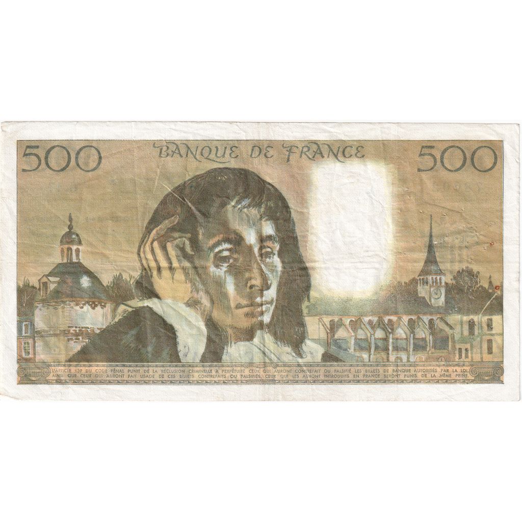 Francia, 500 Francs, Pascal, 1974-12-05, G.47, BB