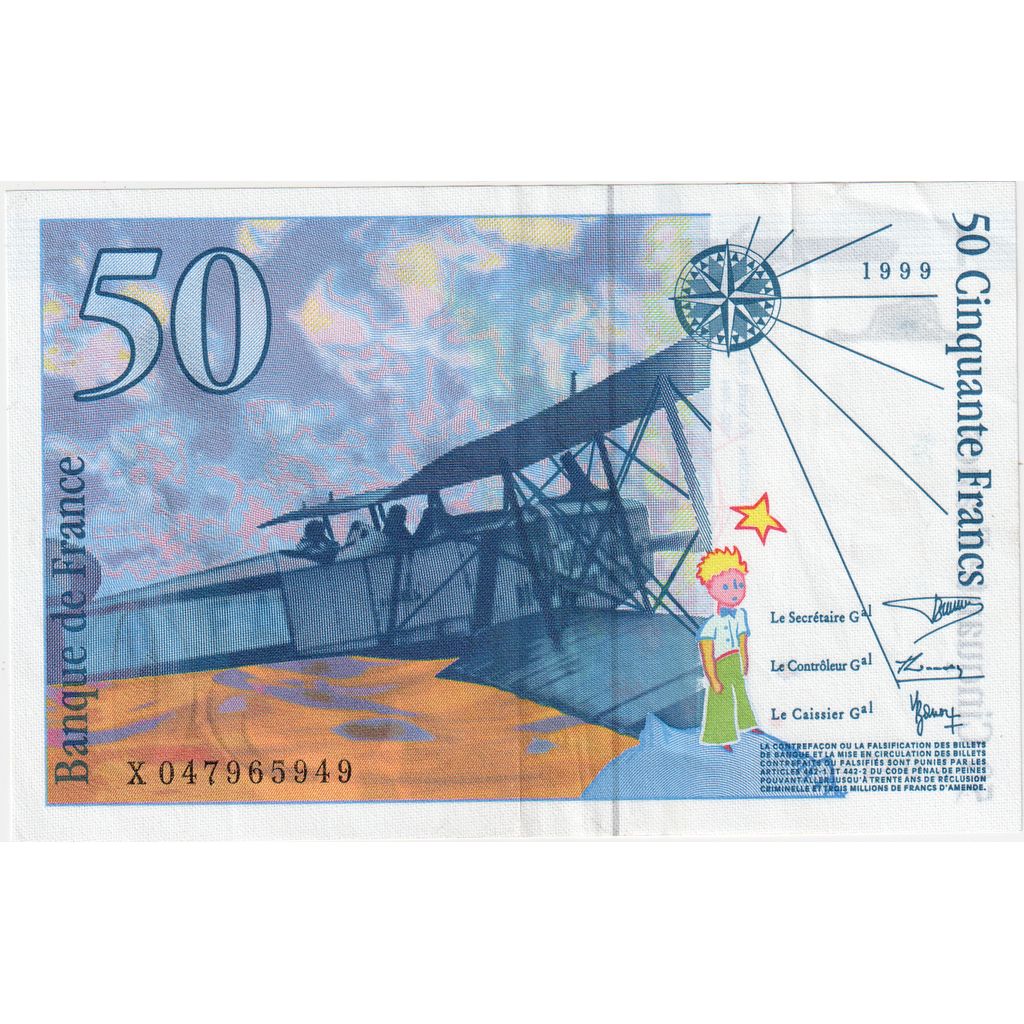Francia, 50 Francs, St Exupéry, X047965949, BB+