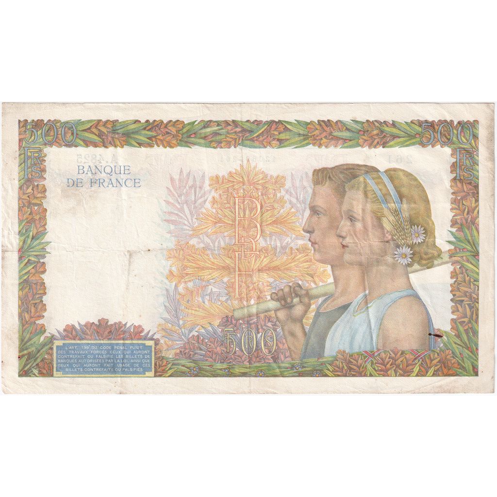 France, 500 Francs, La Paix, 1942-03-05, A.4825, EF(40-45)