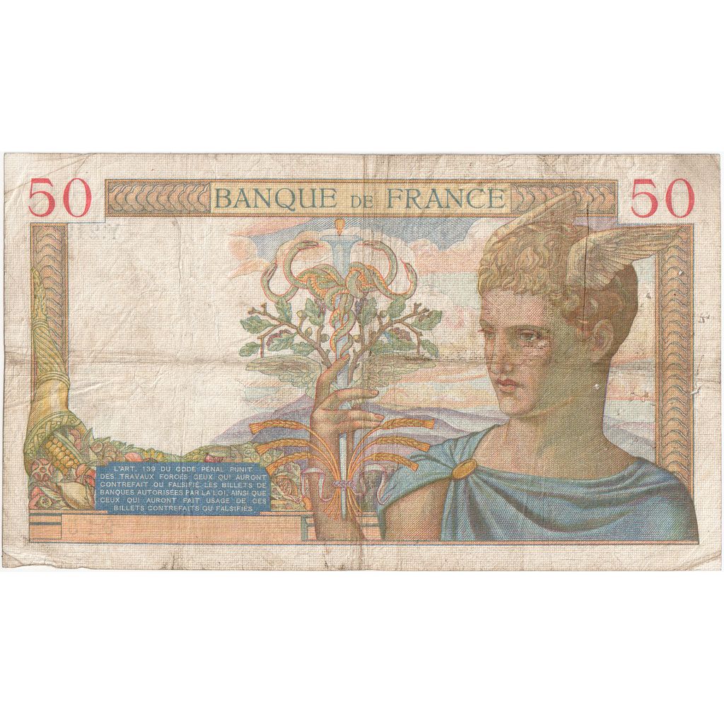 France, 50 Francs, Cérès, 1935-01-17, Y.219, TB+