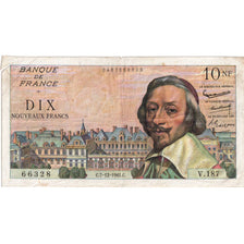 França, 10 Nouveaux Francs, Richelieu, 1961-12-07, V.187, VF(20-25)