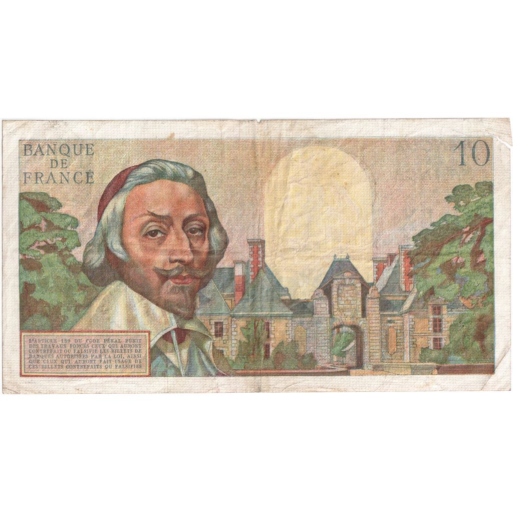 França, 10 Nouveaux Francs, Richelieu, 1961-12-07, V.187, VF(20-25)