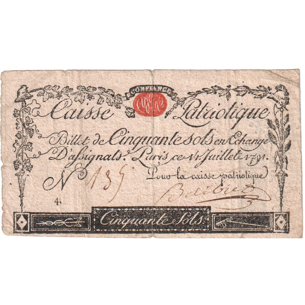 Francia, 50 Sols, 1791-07-14, MB