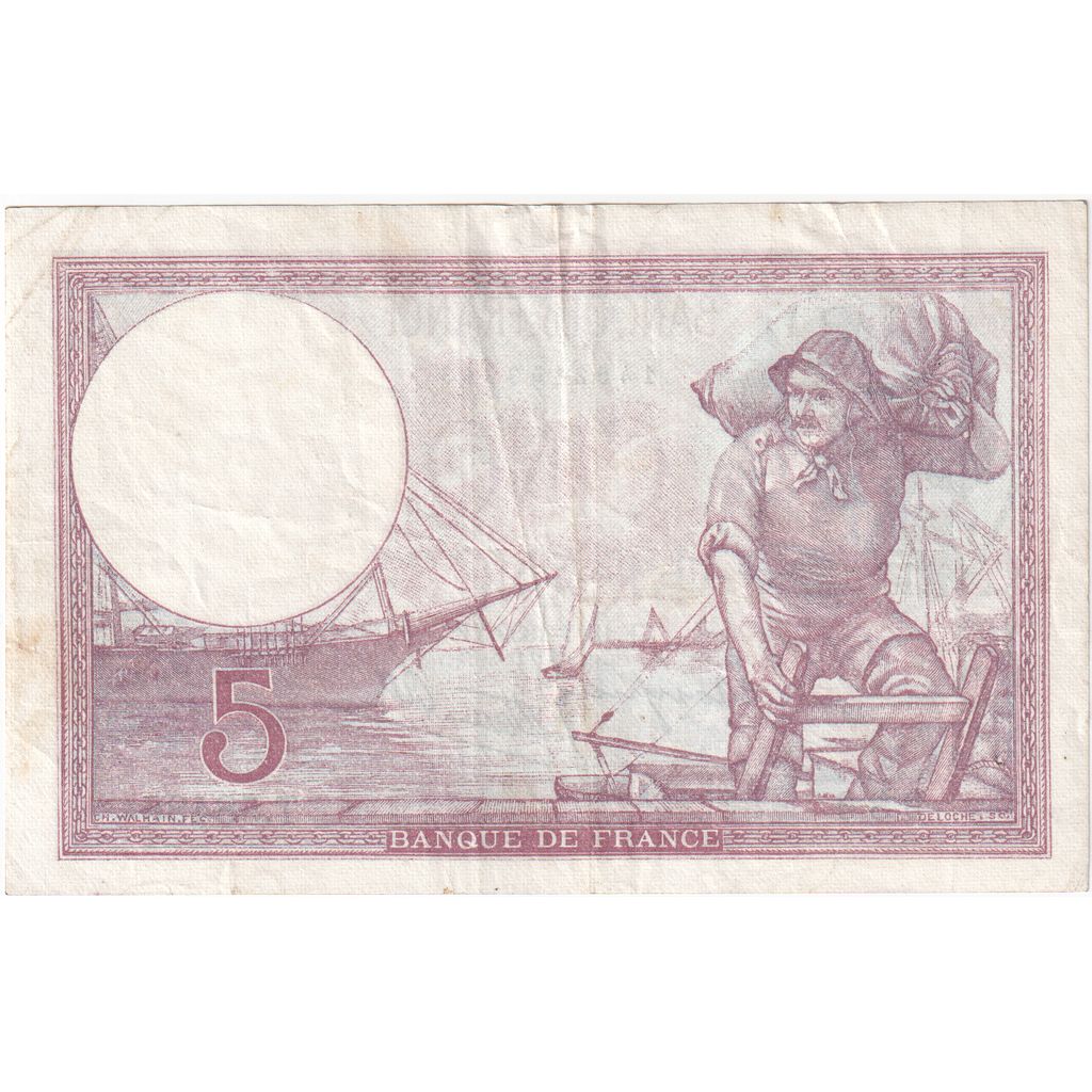 Frankrijk, 5 Francs, Violet, 1939-07-13, T.58486, TTB+