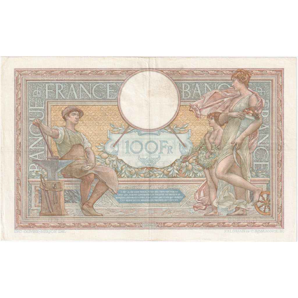 France, 100 Francs, Luc Olivier Merson, 1938-06-16, G.59822, EF(40-45)