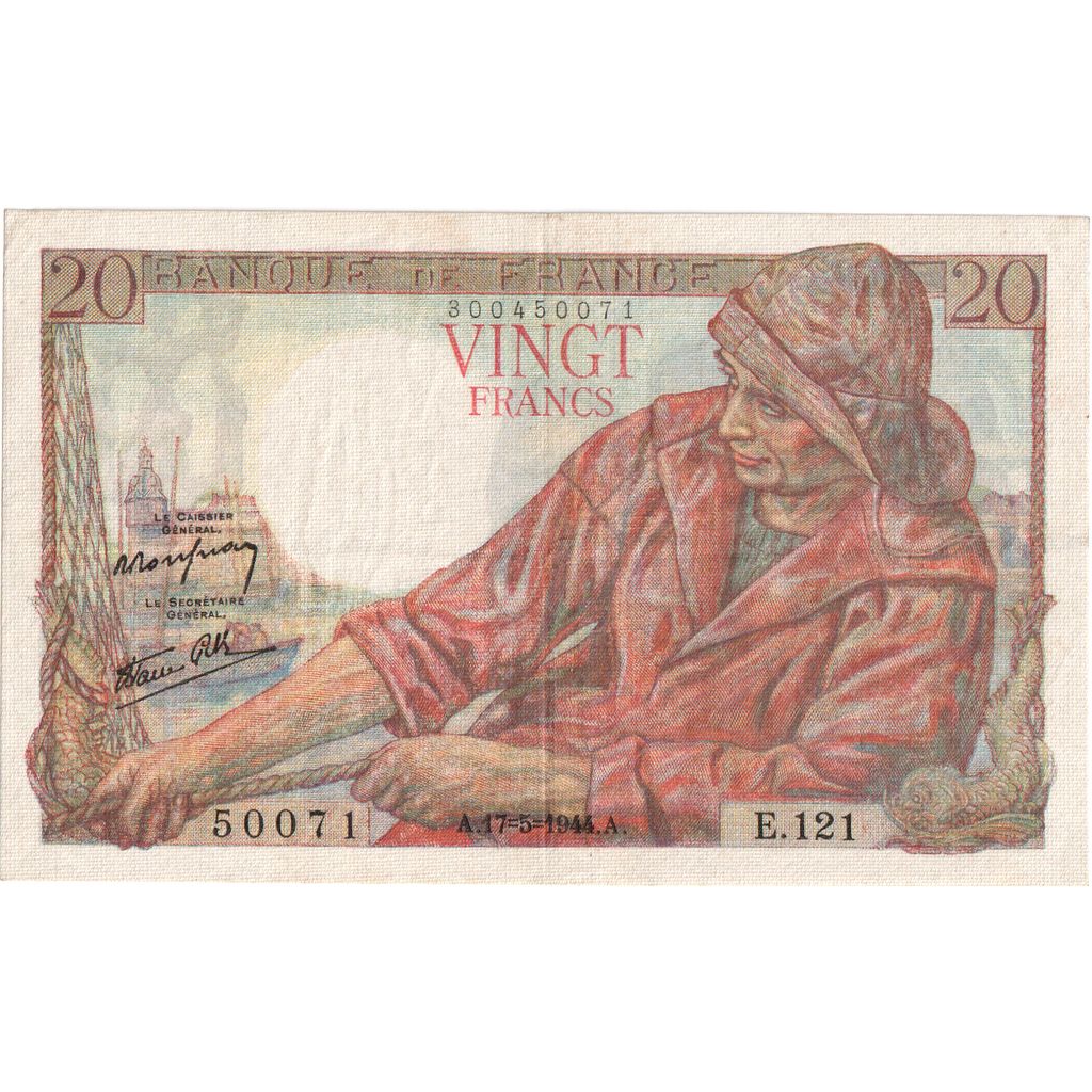 Frankreich, 20 Francs, Pêcheur, 1944-05-17, E.121, S+