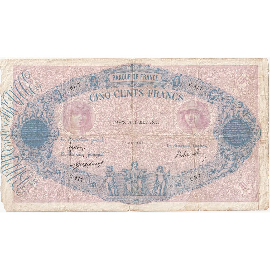 France, 500 Francs, Bleu et Rose, 1915-03-10, C.417, F(12-15)