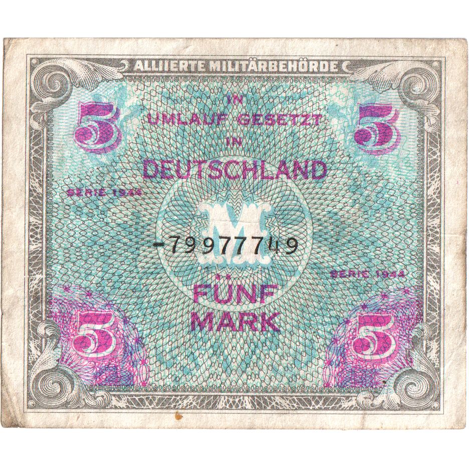 Geldschein, Deutschland, 5 Mark, 1944, Undated, KM:193d, S