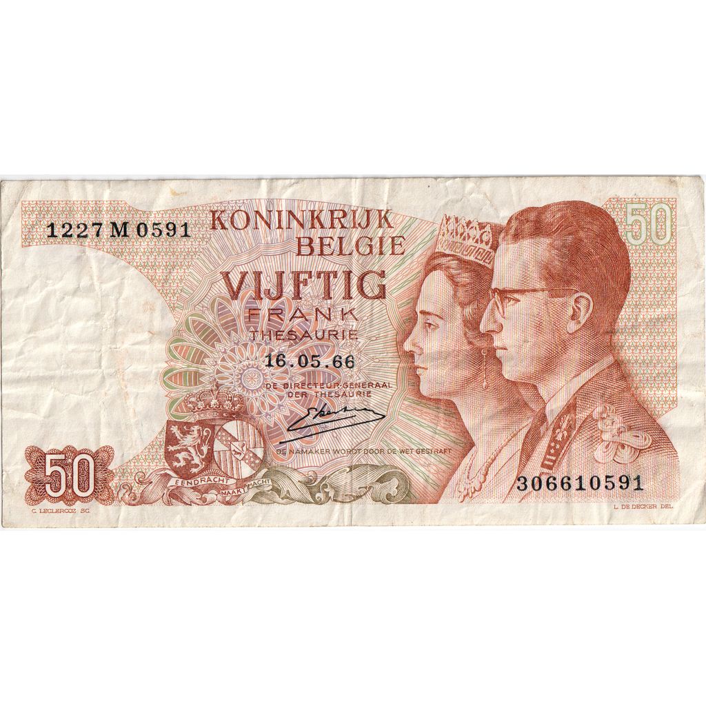 Belgia, 50 Francs, 1966-05-16, VF(30-35)