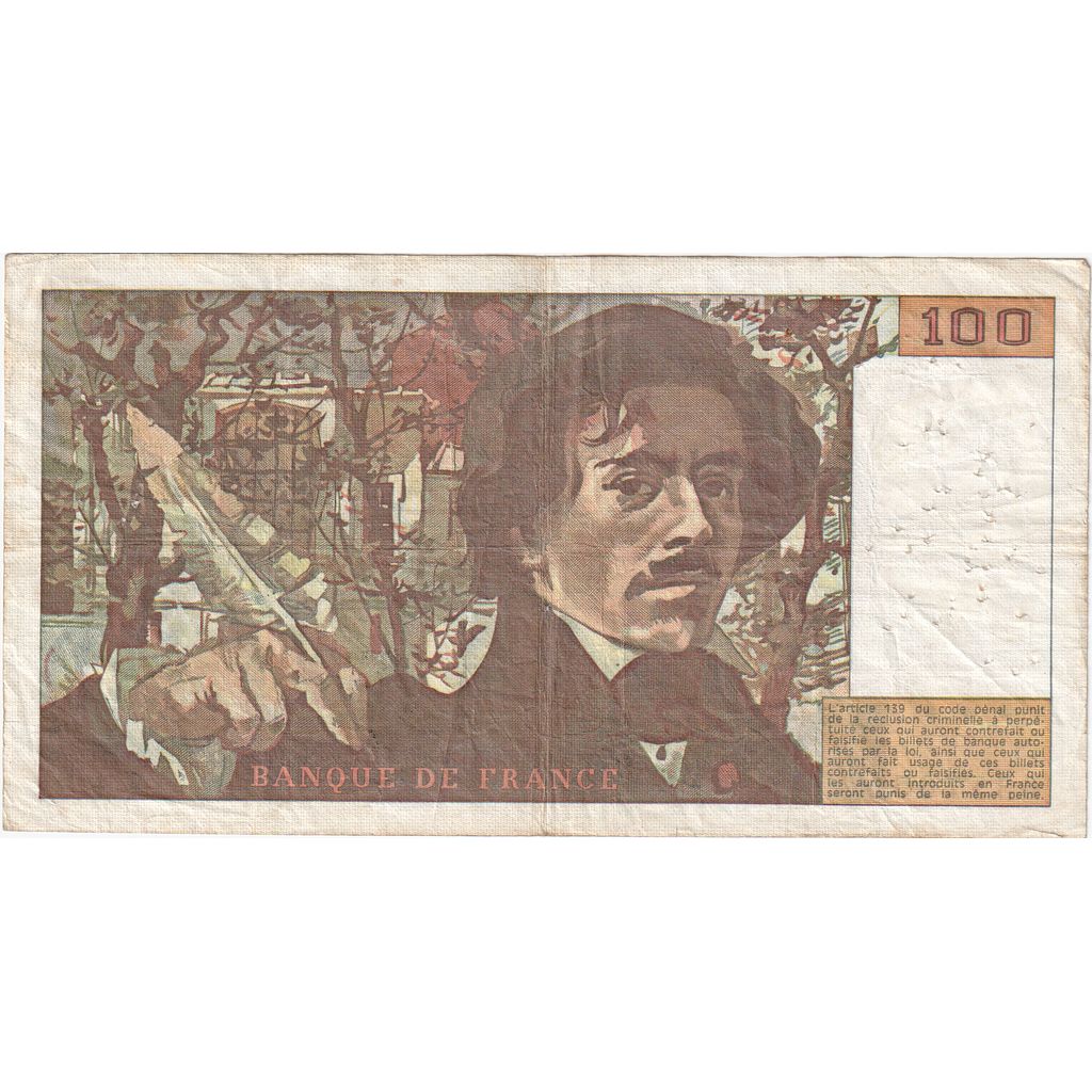 France, 100 Francs, Delacroix, Z.4, VF(30-35)
