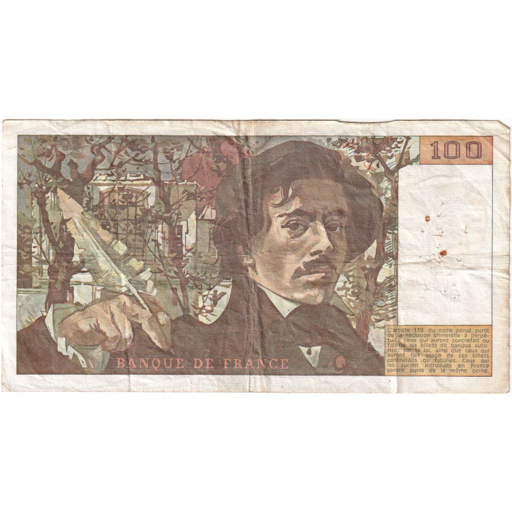 Frankreich, 100 Francs, Delacroix, s.5, S+