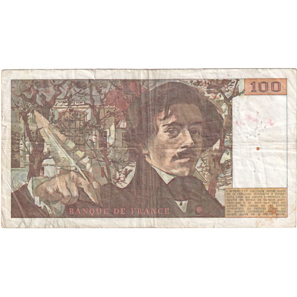 Francia, 100 Francs, Delacroix, L.11, MB+