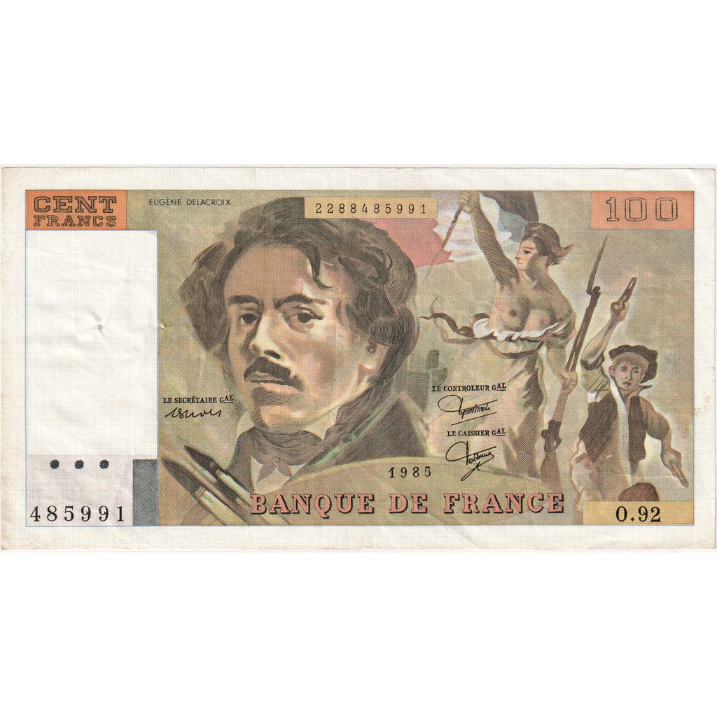 France, 100 Francs, Delacroix, O.92, TTB+