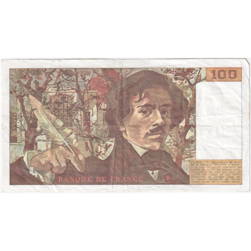 Frankreich, 100 Francs, Delacroix, D.129, S+