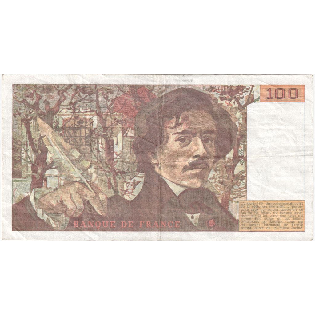 France, 100 Francs, Delacroix, H.131, TB+