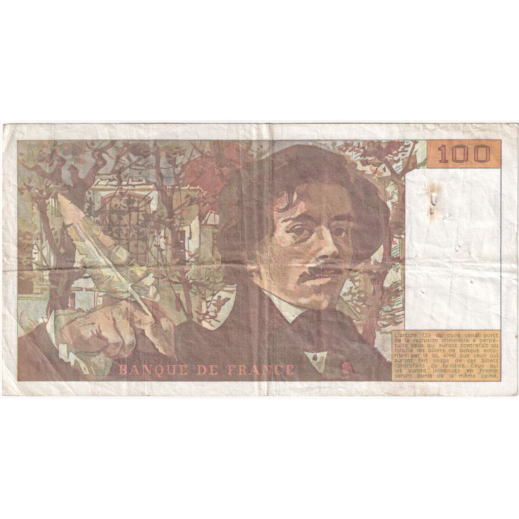 Frankreich, 100 Francs, Delacroix, M.135, S+