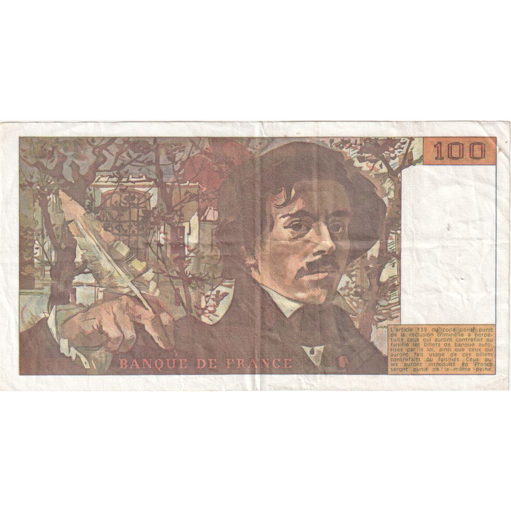 France, 100 Francs, Delacroix, S.153, TB+
