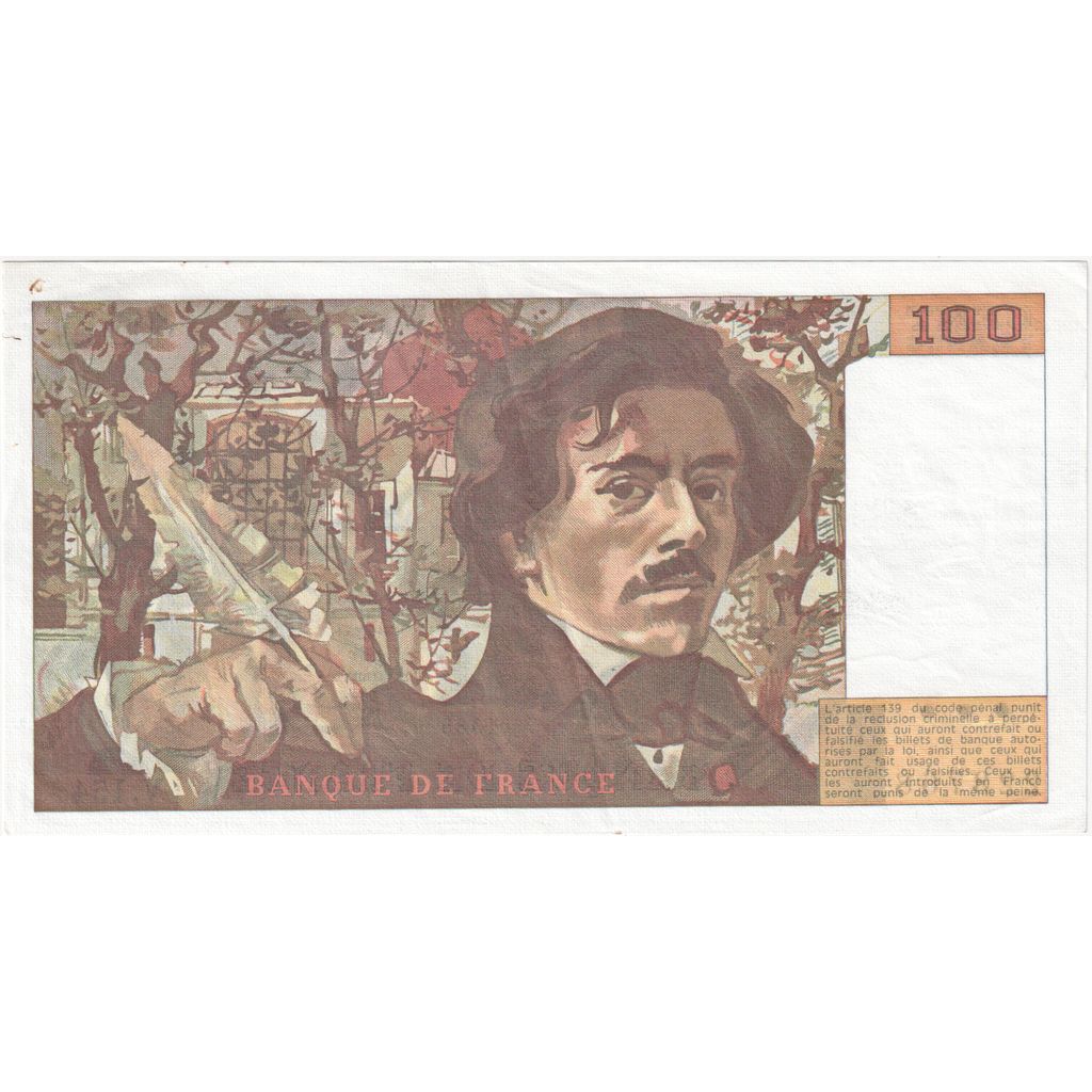 França, 100 Francs, Delacroix, V.154, AU(50-53)