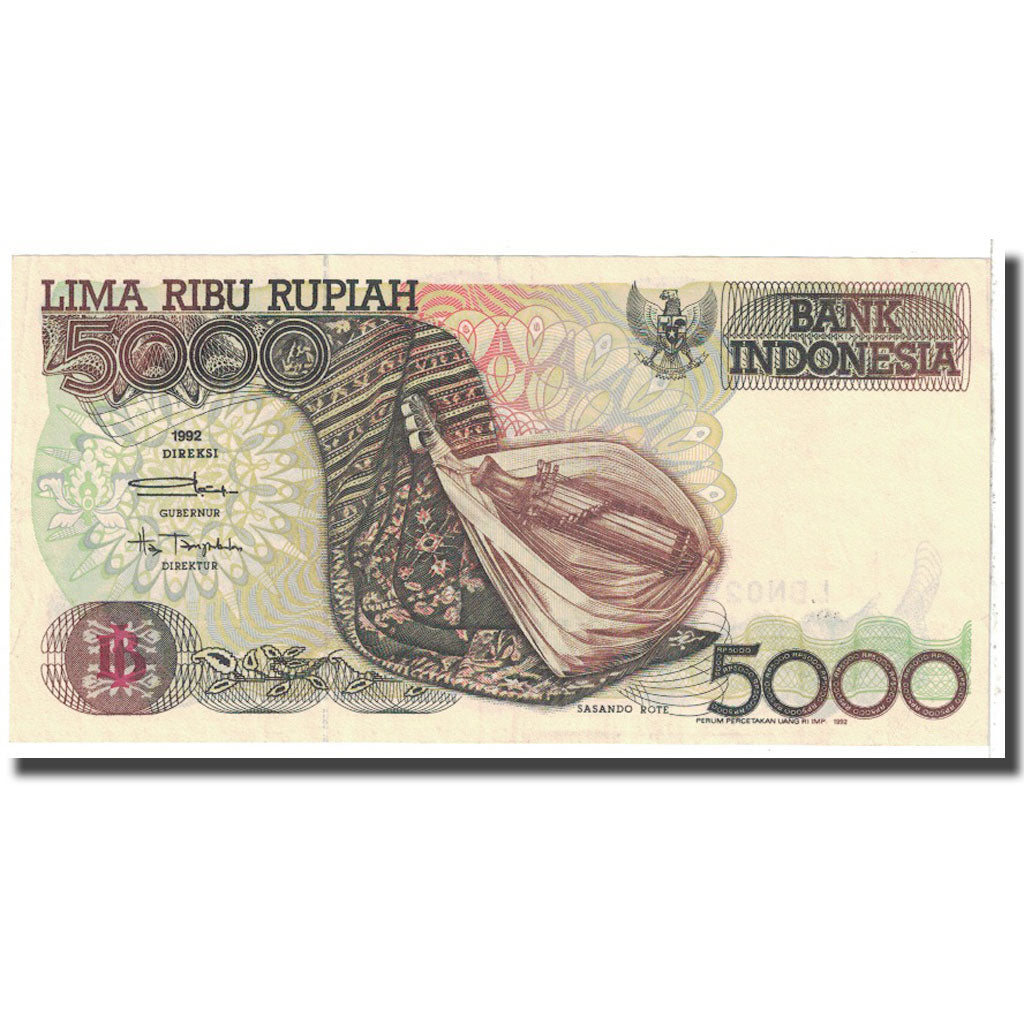 Banknote, Indonesia, 5000 Rupiah, 1992, KM:130a, EF(40-45)