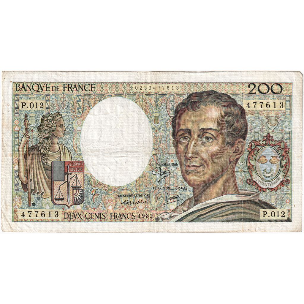 Francja, 200 Francs, Montesquieu, P.012, VF(30-35)