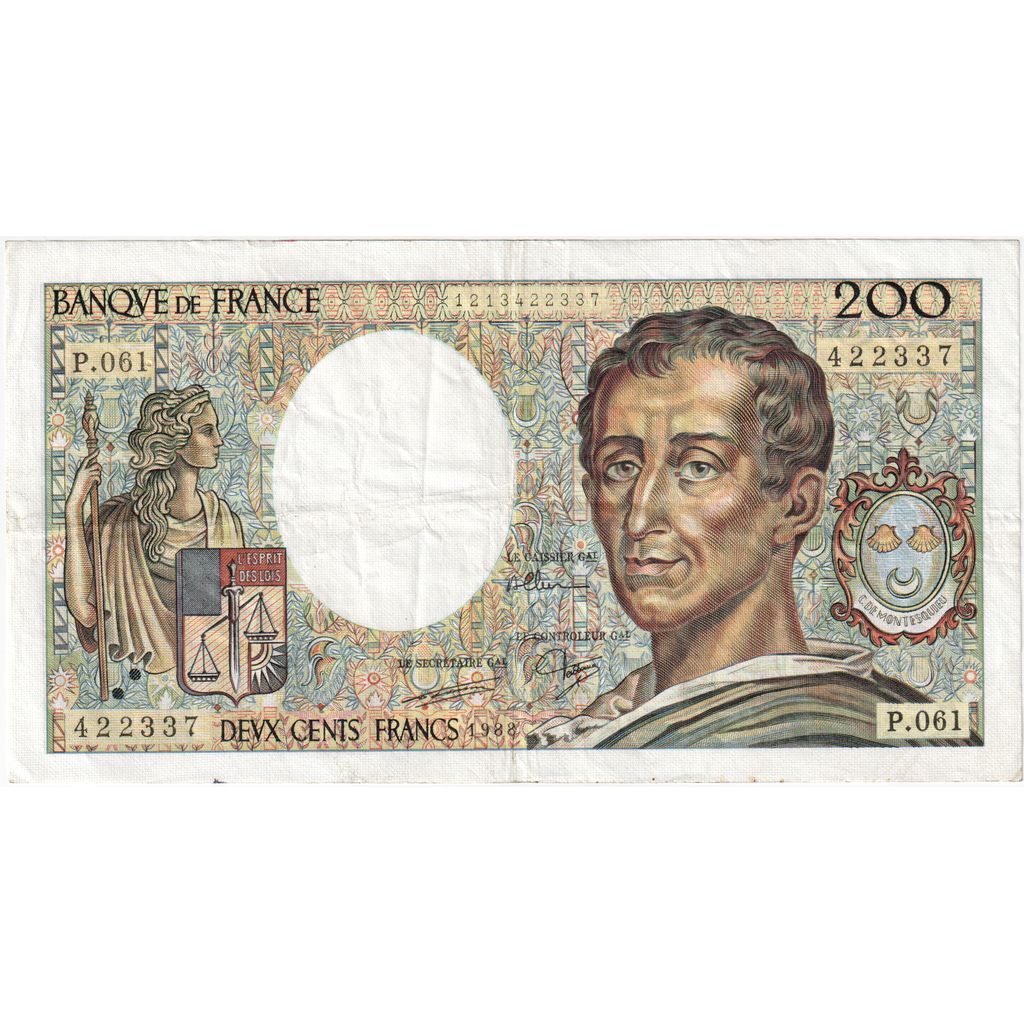 Francja, 200 Francs, Montesquieu, P.061, EF(40-45)