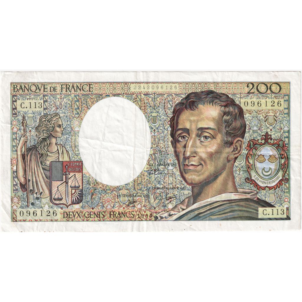 France, 200 Francs, Montesquieu, C.113, EF(40-45)