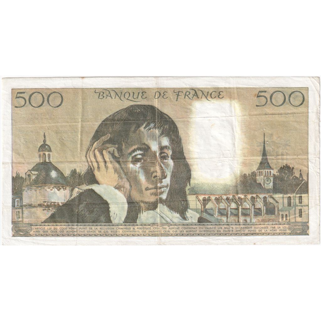 Francia, 500 Francs, Pascal, 1979-06-07, V.101, MB+